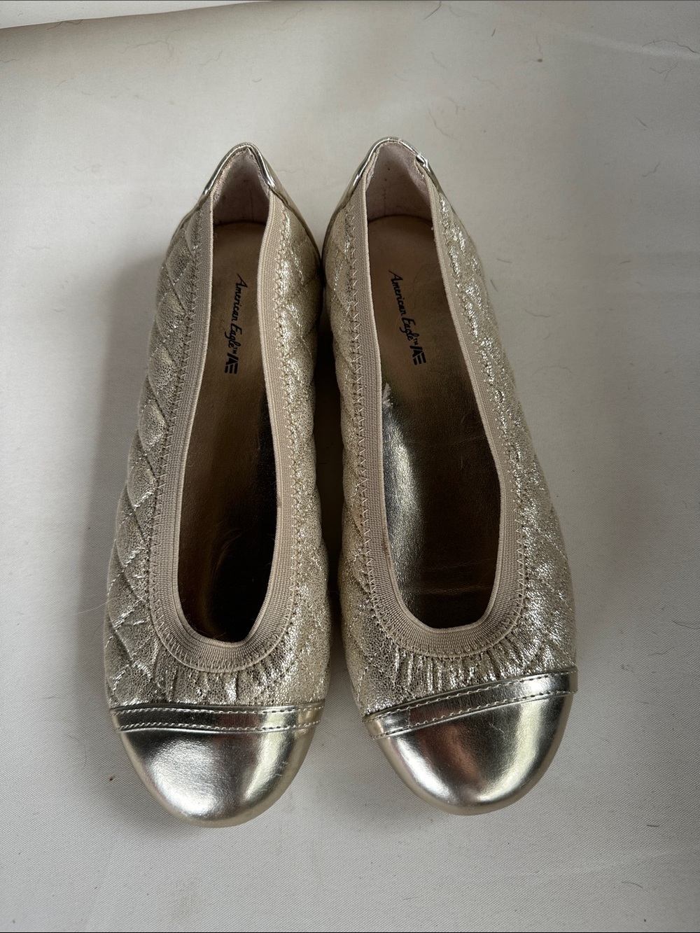 American Eagle Outfitters Quilted Metallic Ballet Flats in Silver